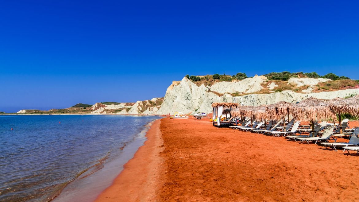 The Unique Reddish- brown sand of Xi Beach